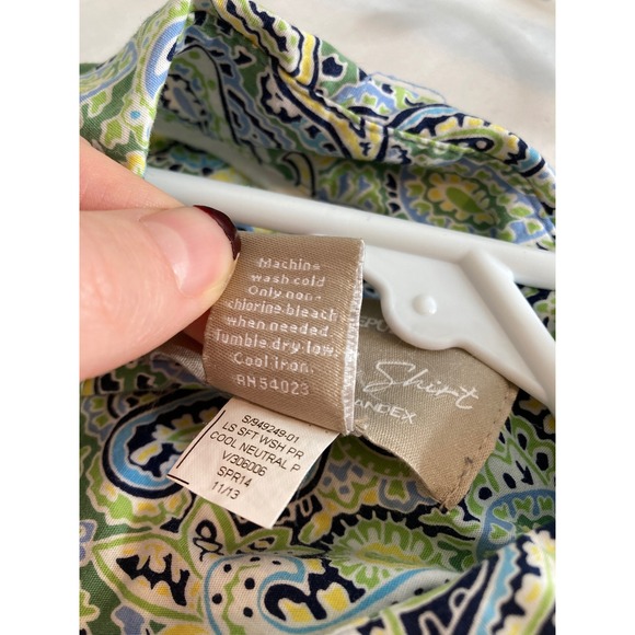 Banana Republic Womens Soft Wash Shirt Sz XS Paisley Print Button‎ Up Stretchy - Picture 6 of 11